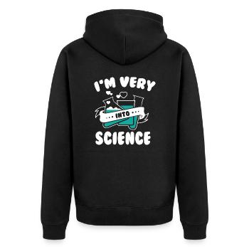 I m Very Into Science - Unisex Premium Organic Zip Hoodie - black - Back - Nico (187cm)