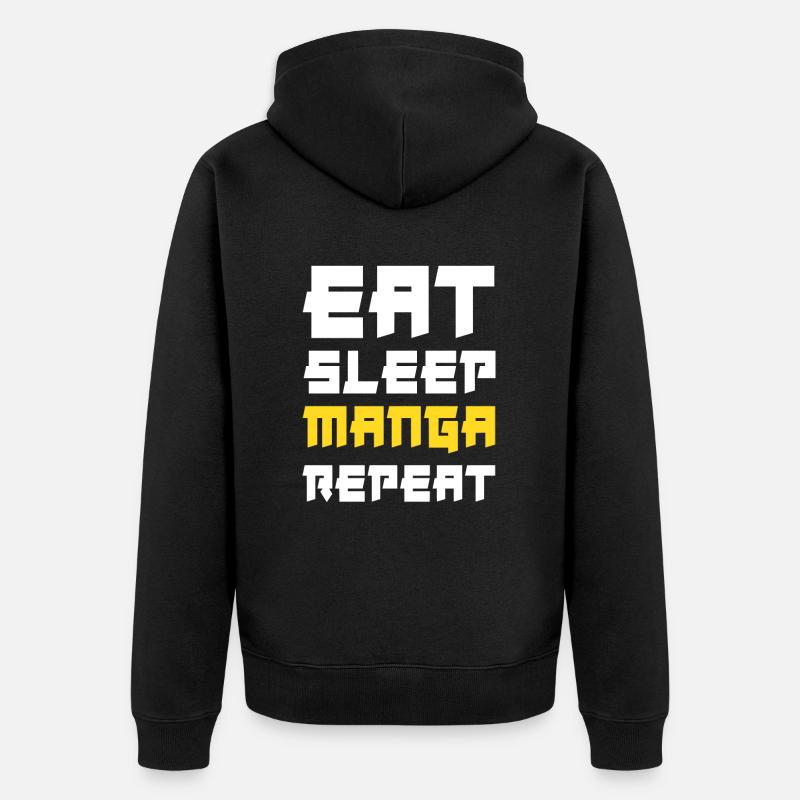 Manger du sommeil Manga Répéter - Veste à capuche bio Premium Unisexe - noir