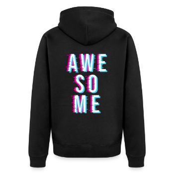 AWESOME - Unisex Premium Bio Zip Hoodie - Schwarz - Hinten - Nico (187cm)