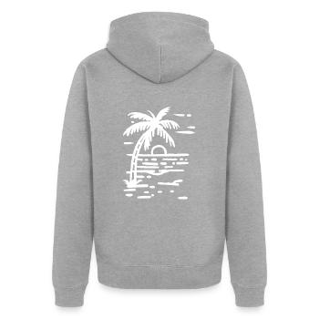 Palm Tree Beach Sunset - Unisex Premium Organic Zip Hoodie - heather grey - Back - Nico (187cm)