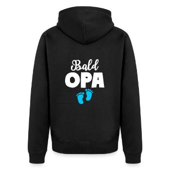 Bald Opa Junge Baby Großvater - Unisex Premium Bio Zip Hoodie - Schwarz - Hinten - Nico (187cm)
