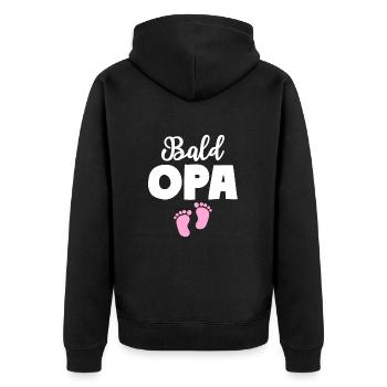 Bald Opa Mädchen Baby Großvater - Unisex Premium Bio Zip Hoodie - Schwarz - Hinten - Nico (187cm)
