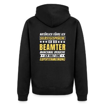 Ich führe Selbstgespräche - Beamter Edition - Unisex Premium Bio Zip Hoodie - Schwarz - Hinten - Nico (187cm)