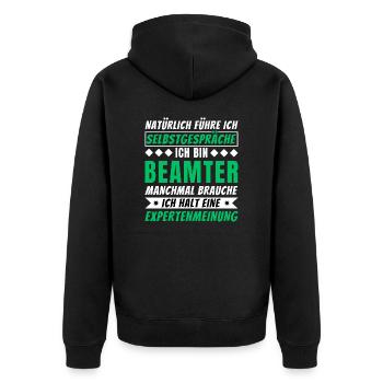 Ich führe Selbstgespräche - Beamter Edition - Unisex Premium Bio Zip Hoodie - Schwarz - Hinten - Nico (187cm)