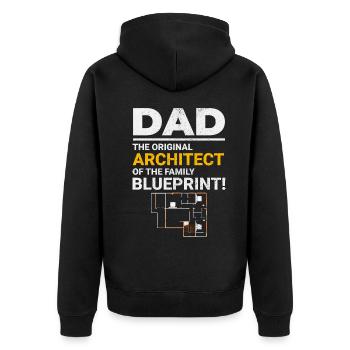 Architekt Papas Blaupause Lachen Vatertag - Unisex Premium Bio Zip Hoodie - Schwarz - Hinten - Nico (187cm)