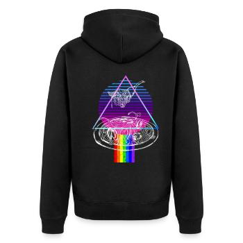 Vaporwave Pasta Retro Sunset Rainbow Spaghetti Lov - Unisex Premium Bio Zip Hoodie - Schwarz - Hinten - Nico (187cm)