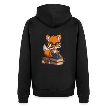Intelligenter Fuchs - Unisex Premium Bio Zip Hoodie - Schwarz - Hinten - Nico (187cm)