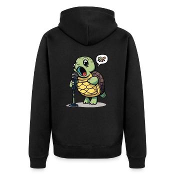 Jokester Turtle - Unisex Premium Organic Zip Hoodie - black - Back - Nico (187cm)