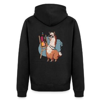 Bürste & Muskelkraft - Unisex Premium Bio Zip Hoodie - Schwarz - Hinten - Nico (187cm)