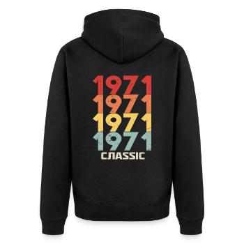 1971 Jubilé en style vintage classique 1971 - Veste à capuche bio Premium Unisexe - noir - Dos - Nico (187cm)