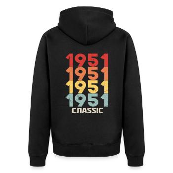 1951 Jubilé dans un style vintage classique 1951 - Veste à capuche bio Premium Unisexe - noir - Dos - Nico (187cm)