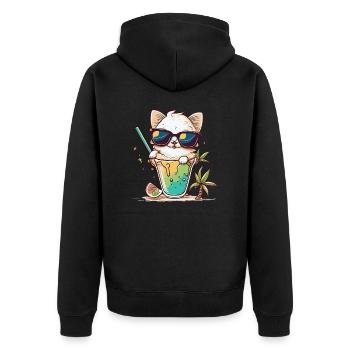 Le chat le plus cool de la plage - Veste à capuche bio Premium Unisexe - noir - Dos - Nico (187cm)
