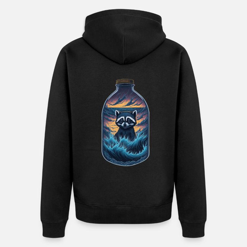 Waschbär - Unisex Premium Bio Zip Hoodie - Schwarz