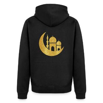 Ramadan Mubarak muslim islam Fasten moslem Allah - Unisex Premium Bio Zip Hoodie - Schwarz - Hinten - Nico (187cm)