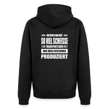 Bauernproteste 2024 Bauernprotest Bauerndemo Demo - Unisex Premium Bio Zip Hoodie - Schwarz - Hinten - Nico (187cm)