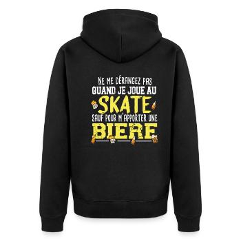 Skate Bière Skateboard Alcool Cadeau Humour Apéro - Veste à capuche bio Premium Unisexe - noir - Dos - Nico (187cm)