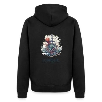 Octopus Combat - Unisex Premium Organic Zip Hoodie - black - Back - Nico (187cm)