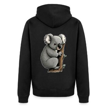 Niedlicher Koala für einen Tierliebhaber - Unisex Premium Bio Zip Hoodie - Schwarz - Hinten - Nico (187cm)