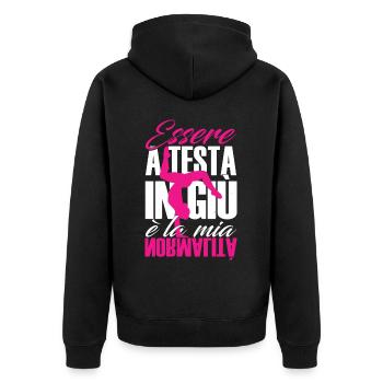 Turnerin Rhythmische Sportgymnastik Kunstturnen - Unisex Premium Bio Zip Hoodie - Schwarz - Hinten - Nico (187cm)