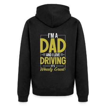 Lustiger Vater Sarkastischer Witz fährt Vatertag - Unisex Premium Bio Zip Hoodie - Schwarz - Hinten - Nico (187cm)