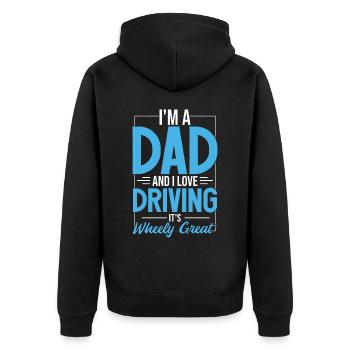 Auto fahren Wortspiel lustig Papa Witz Vatertag - Unisex Premium Bio Zip Hoodie - Schwarz - Hinten - Nico (187cm)