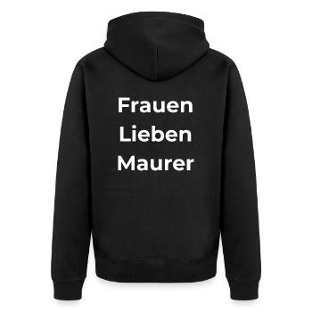 Frauen Lieben Maurer - Unisex Premium Bio Zip Hoodie - Schwarz - Hinten - Nico (187cm)