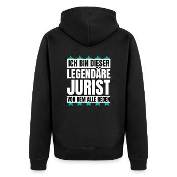 Ich bin dieser legendäre Jurist - Unisex Premium Bio Zip Hoodie - Schwarz - Hinten - Nico (187cm)