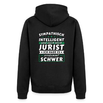 Sympathisch und intelligent - Jurist Edition - Unisex Premium Bio Zip Hoodie - Schwarz - Hinten - Nico (187cm)