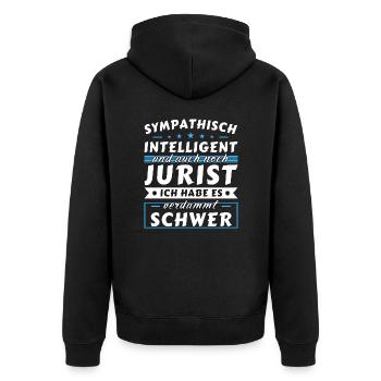 Sympathisch und intelligent - Jurist Edition - Unisex Premium Bio Zip Hoodie - Schwarz - Hinten - Nico (187cm)