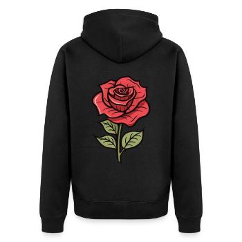 Fleur d’amour rose - Veste à capuche bio Premium Unisexe - noir - Dos - Nico (187cm)