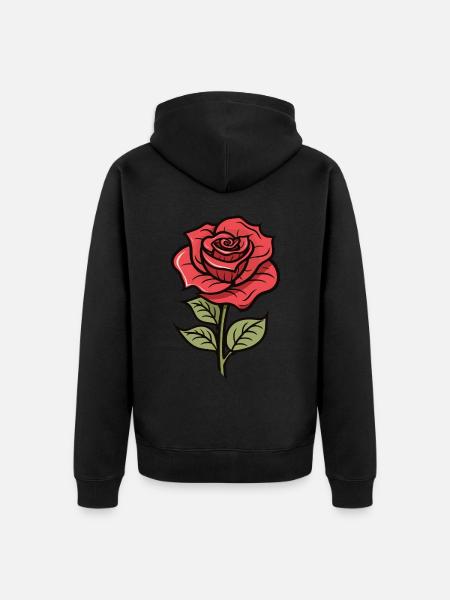 Rose Love Flower - Unisex Premium Organic Zip Hoodie - black