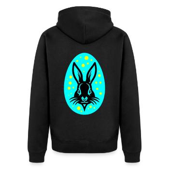 Osterei Osterhase Icon Ostern - Unisex Premium Bio Zip Hoodie - Schwarz - Hinten - Nico (187cm)