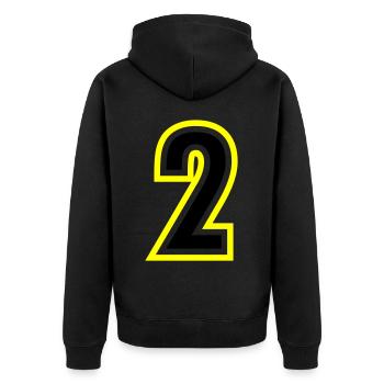 2 Number College - Unisex Premium Organic Zip Hoodie - black - Back - Nico (187cm)