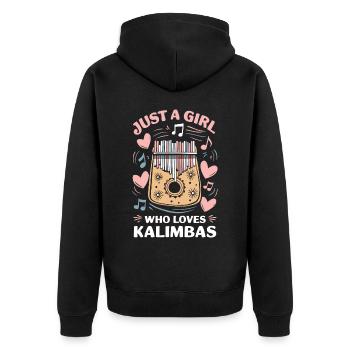 Idiophon Kalimba Geschenk - Unisex Premium Bio Zip Hoodie - Schwarz - Hinten - Nico (187cm)