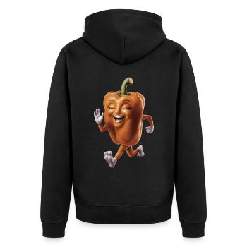 Paprika Geschenk - Unisex Premium Bio Zip Hoodie - Schwarz - Hinten - Nico (187cm)