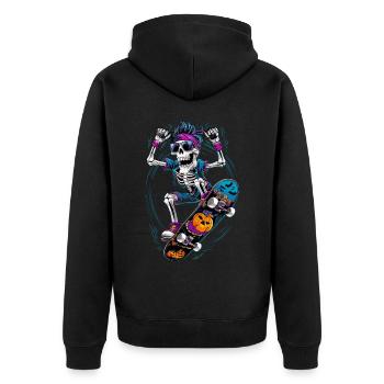 Skate Skater für einen Skater Skateboarder - Unisex Premium Bio Zip Hoodie - Schwarz - Hinten - Nico (187cm)