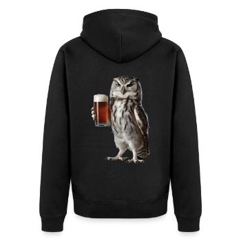 Eule Bier - Unisex Premium Bio Zip Hoodie - Schwarz - Hinten - Nico (187cm)