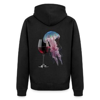 Quallen Wein - Unisex Premium Bio Zip Hoodie - Schwarz - Hinten - Nico (187cm)