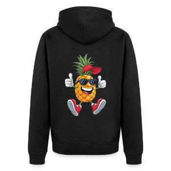Ananas - Unisex Premium Bio Zip Hoodie - Schwarz - Hinten - Nico (187cm)
