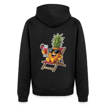 Pineapple - Unisex Premium Bio Zip Hoodie - Schwarz - Hinten - Nico (187cm)
