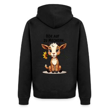 Hör auf zu meckern für eine Frau oder Mädchen - Unisex Premium Bio Zip Hoodie - Schwarz - Hinten - Nico (187cm)