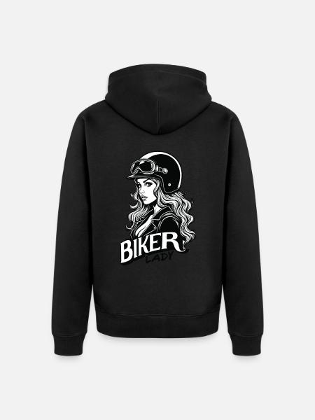 Motorradfahrerin Motorrad Frau - Unisex Premium Bio Zip Hoodie - Schwarz
