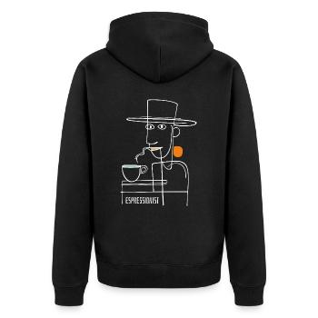 Espressionist - Espresso - Coffee Drink - Unisex Premium Organic Zip Hoodie - black - Back - Nico (187cm)