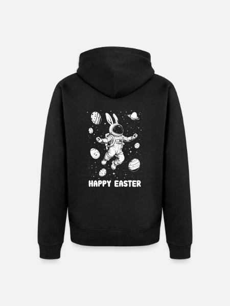 Happy Easter - Osterhase - Osterei - Weltall - Unisex Premium Bio Zip Hoodie - Schwarz