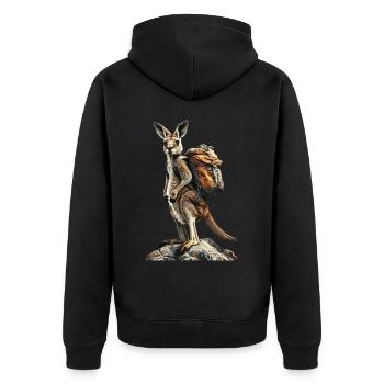 Känguru - Unisex Premium Bio Zip Hoodie - Schwarz - Hinten - Nico (187cm)