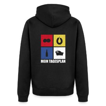 Mainz Mein Tagesplan Fastnacht Karneval - Unisex Premium Bio Zip Hoodie - Schwarz - Hinten - Nico (187cm)