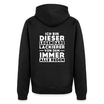 Ich bin dieser legendäre Lackierer - Unisex Premium Bio Zip Hoodie - Schwarz - Hinten - Nico (187cm)