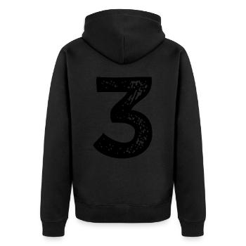 Maillot numéro 3 - Veste à capuche bio Premium Unisexe - noir - Dos - Nico (187cm)