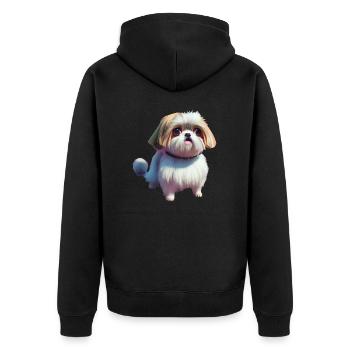Shih Tzu Hund - Shih Tzu - Unisex Premium Bio Zip Hoodie - Schwarz - Hinten - Nico (187cm)