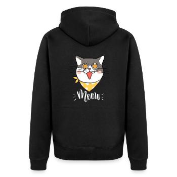 Mignon Kawaii drôle de chat disant miaulement - Veste à capuche bio Premium Unisexe - noir - Dos - Nico (187cm)
